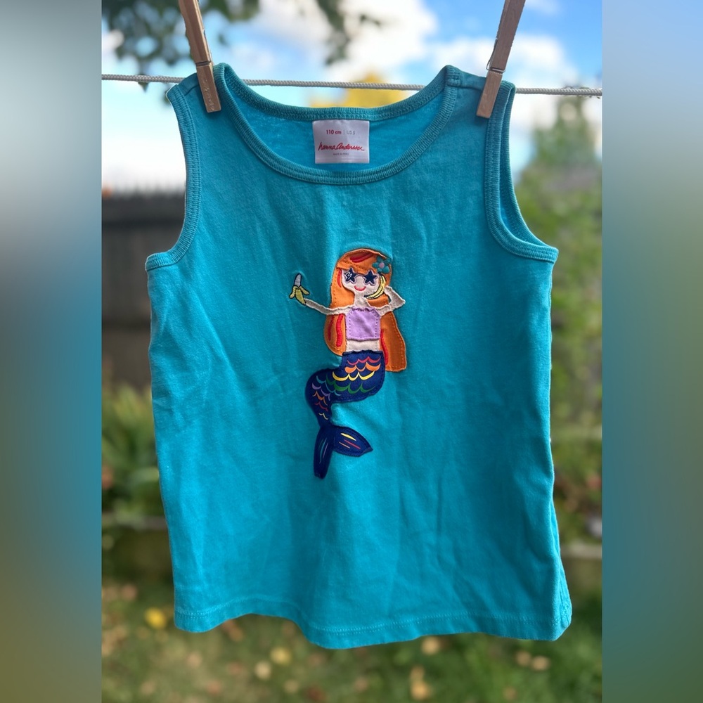 Hanna Andersson Appliqué Mermaid Tank EUC Sz 5 (110) 5T